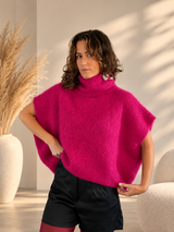 Pull manches 3/4 en laine et mohair – Femme