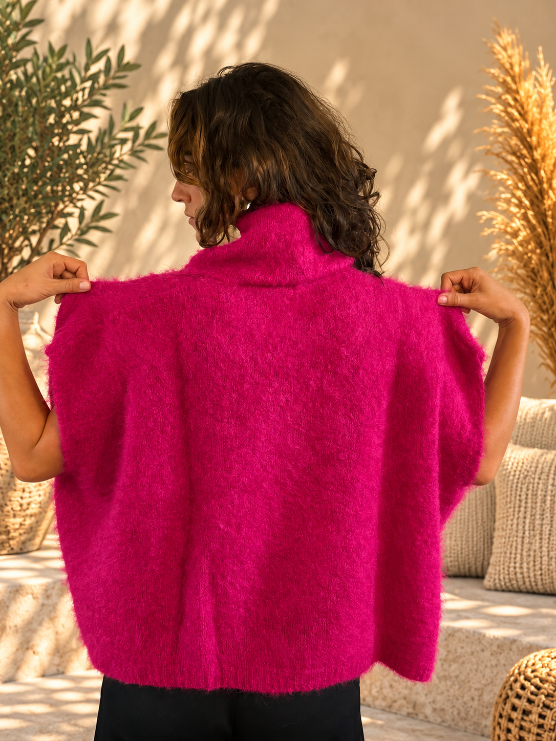 Pull manches 3/4 en laine et mohair – Femme