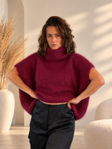 Pull manches 3/4 en laine et mohair – Femme
