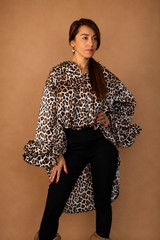Chemise longue à manches bouffantes  – Femme