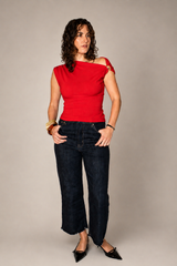 T-shirt à une épaule dénudée en coton – Femme
