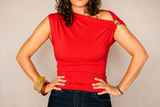 T-shirt à une épaule dénudée en coton – Femme
