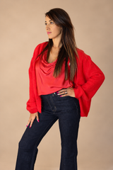 Gilet doux à col rond  – Femme