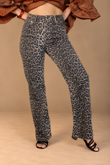 Jean taille haute léopard