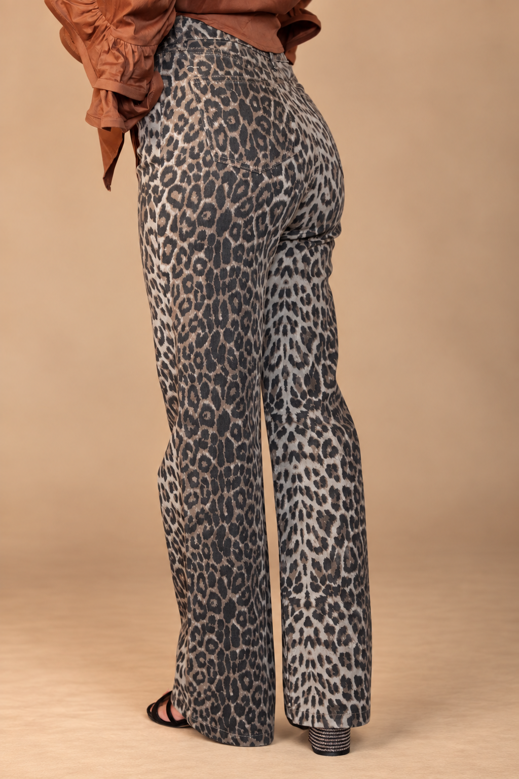 Jean taille haute léopard