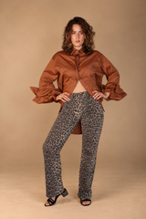 Jean taille haute léopard