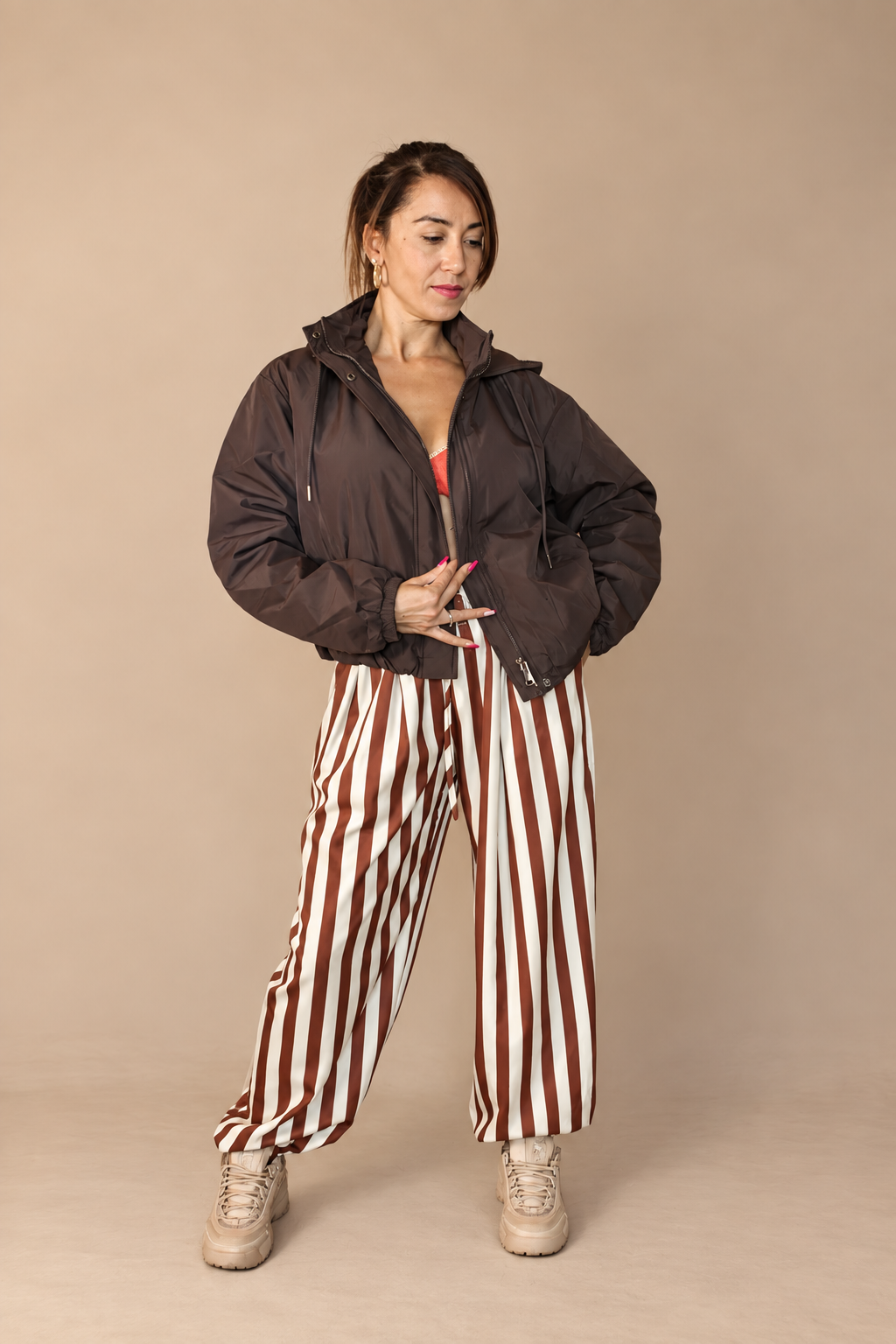 Veste bombers fine à capuche– Femme