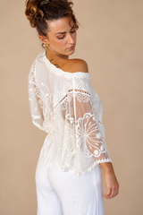 Top en dentelle brodé