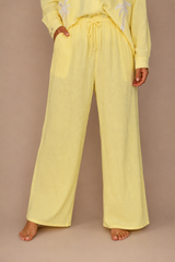 Pantalon fluide en gaze de coton jaune pastel – Femme