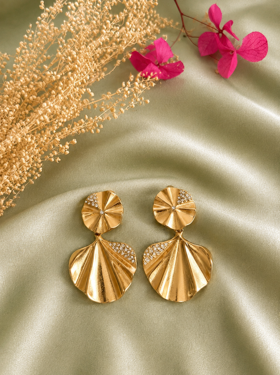 Boucles d'oreilles evantails doré