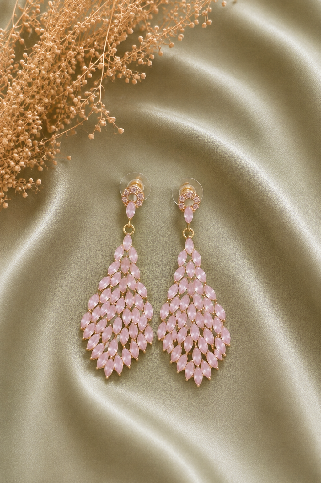 Boucles d'oreilles feuilles roses