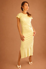 Robe longue jaune en coton – Femme